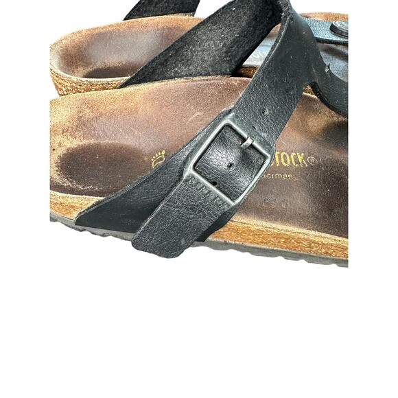 Birkenstock Black Suede Leather Gizeh Birko-Flor Thong Sandals Size 6 - 61/2 - Picture 8 of 9